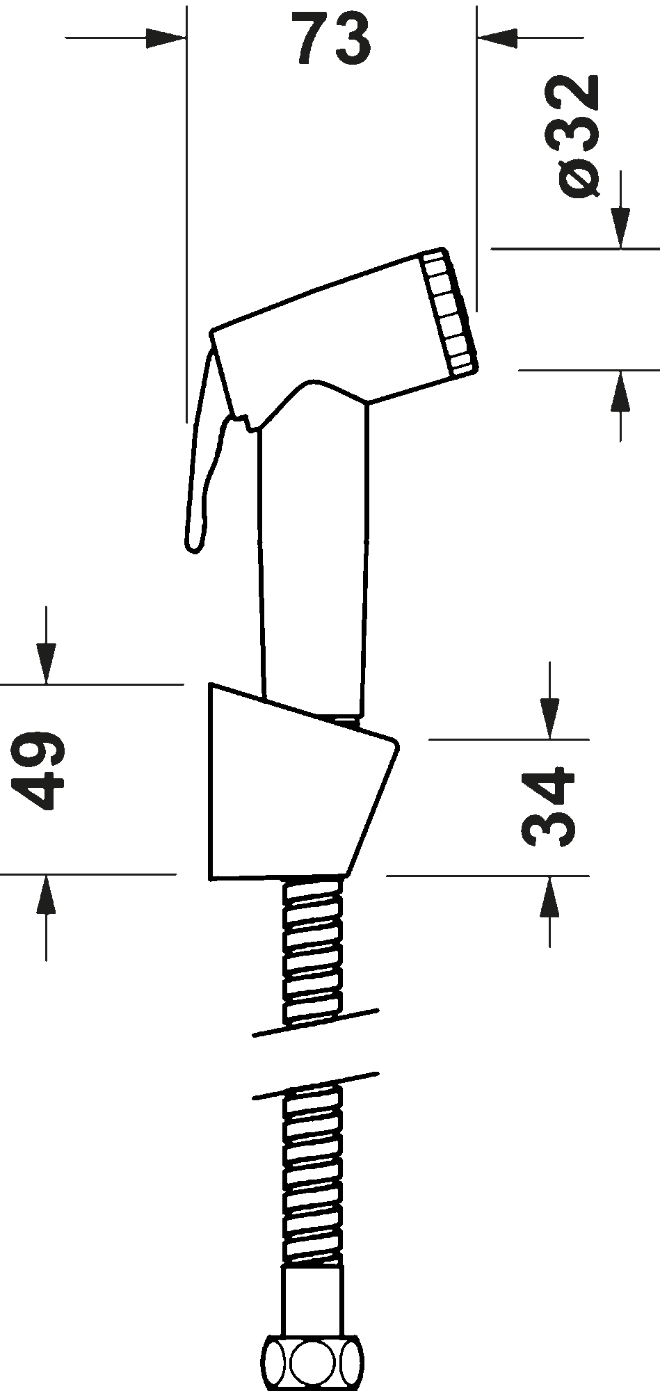 *Brushed Stainless Steel* Duravit Bidette Handshower Set Art. UV0720003A70