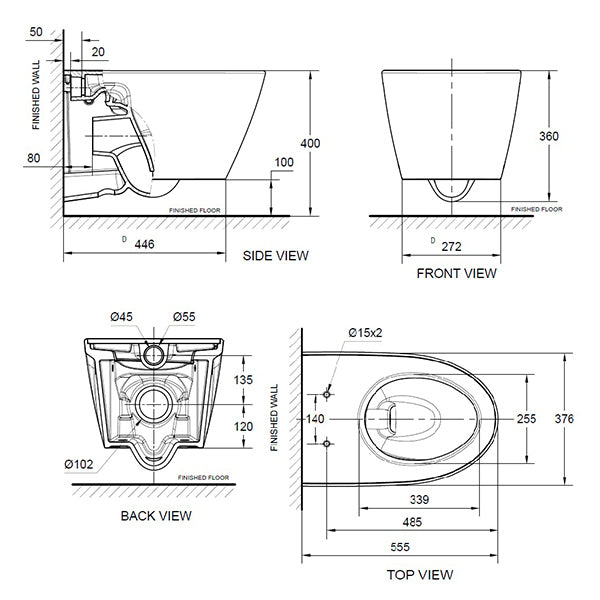 American Standard Acacia Evolution Wall Hung WC Art. CL31197-6DACTPT; 3119-WT-0