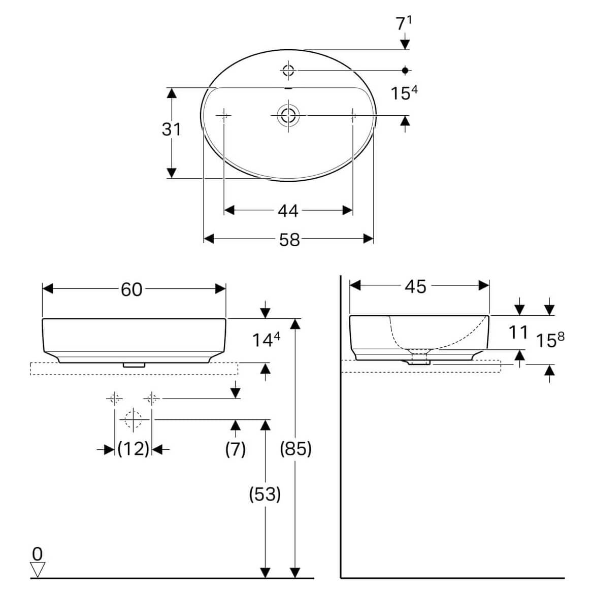 Geberit "Variform" Oval Lay-on Basin Art. 500.772.01.2