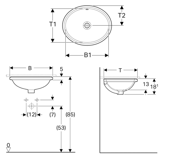 Geberit "Variform" Oval Undercounter Basin Art. 500.748.01.2