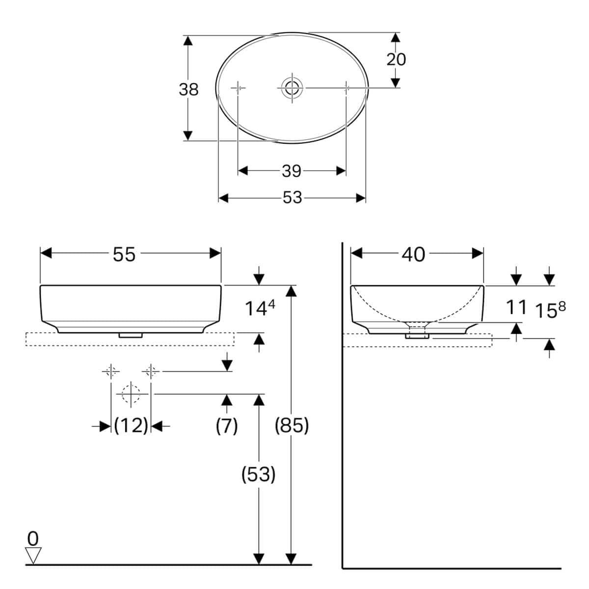 Geberit "Variform" Oval Lay-on Basin Art. 500.771.01.2