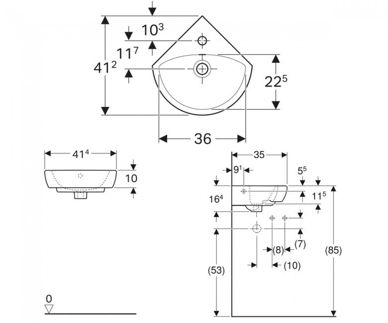 Geberit Corner Wall Hung Basin Art. 500.326.01.1