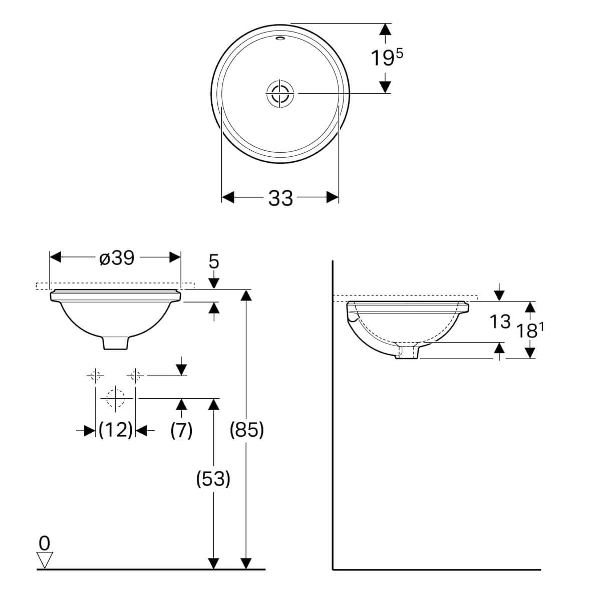 Geberit "Variform" Round Undercounter Basin Art. 500.744.01.2