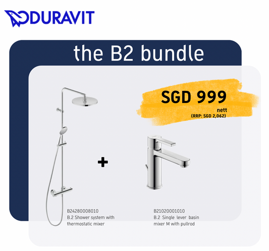 *B.2 BUNDLE* Duravit B2 Thermostatic Shower System 2 Way Art. B24280008010 + B2 M Basin Mixer Art. B21020001010