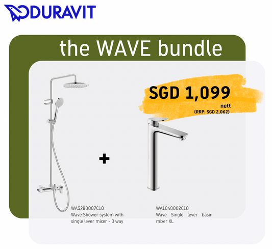 *WAVE BUNDLE* Duravit WAVE Shower System 3 Way Art. WA5280007 + WAVE XL Basin Mixer Art. WA1040002