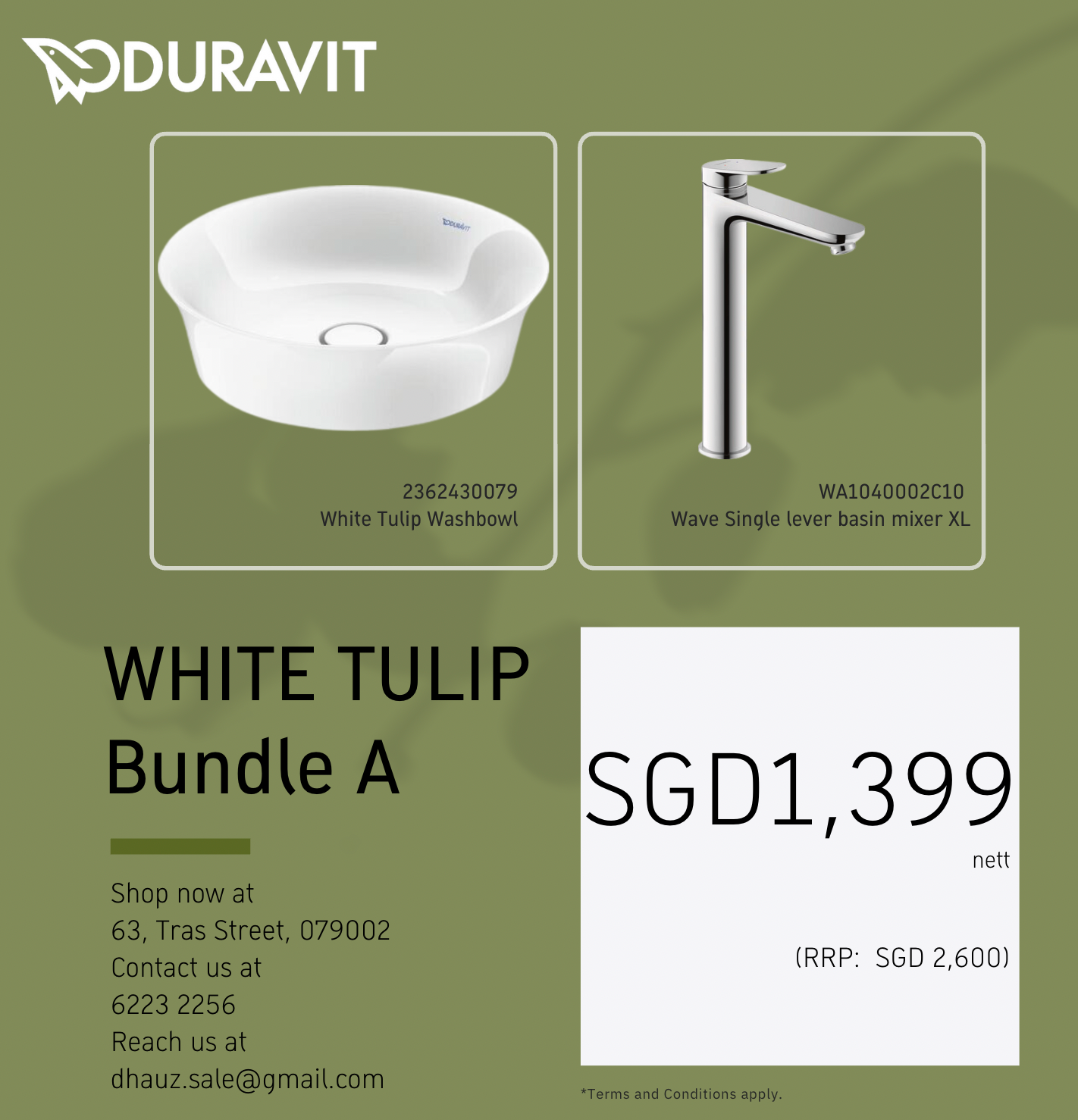 *WHITE TULIP BUNDLE* Duravit Basin 430mm + Duravit WAVE XL Basin Mixer
