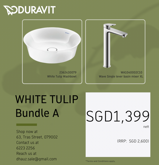 *WHITE TULIP BUNDLE* Duravit Basin 430mm + Duravit WAVE XL Basin Mixer