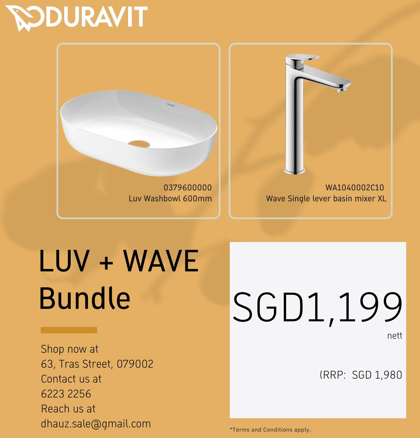 *LUV BUNDLE* Duravit LUV Basin 600mm + Duravit WAVE XL Basin Mixer