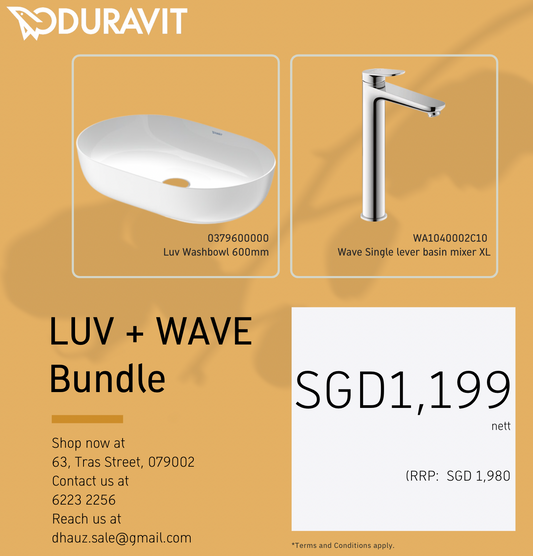 *LUV BUNDLE* Duravit LUV Basin 600mm + Duravit WAVE XL Basin Mixer