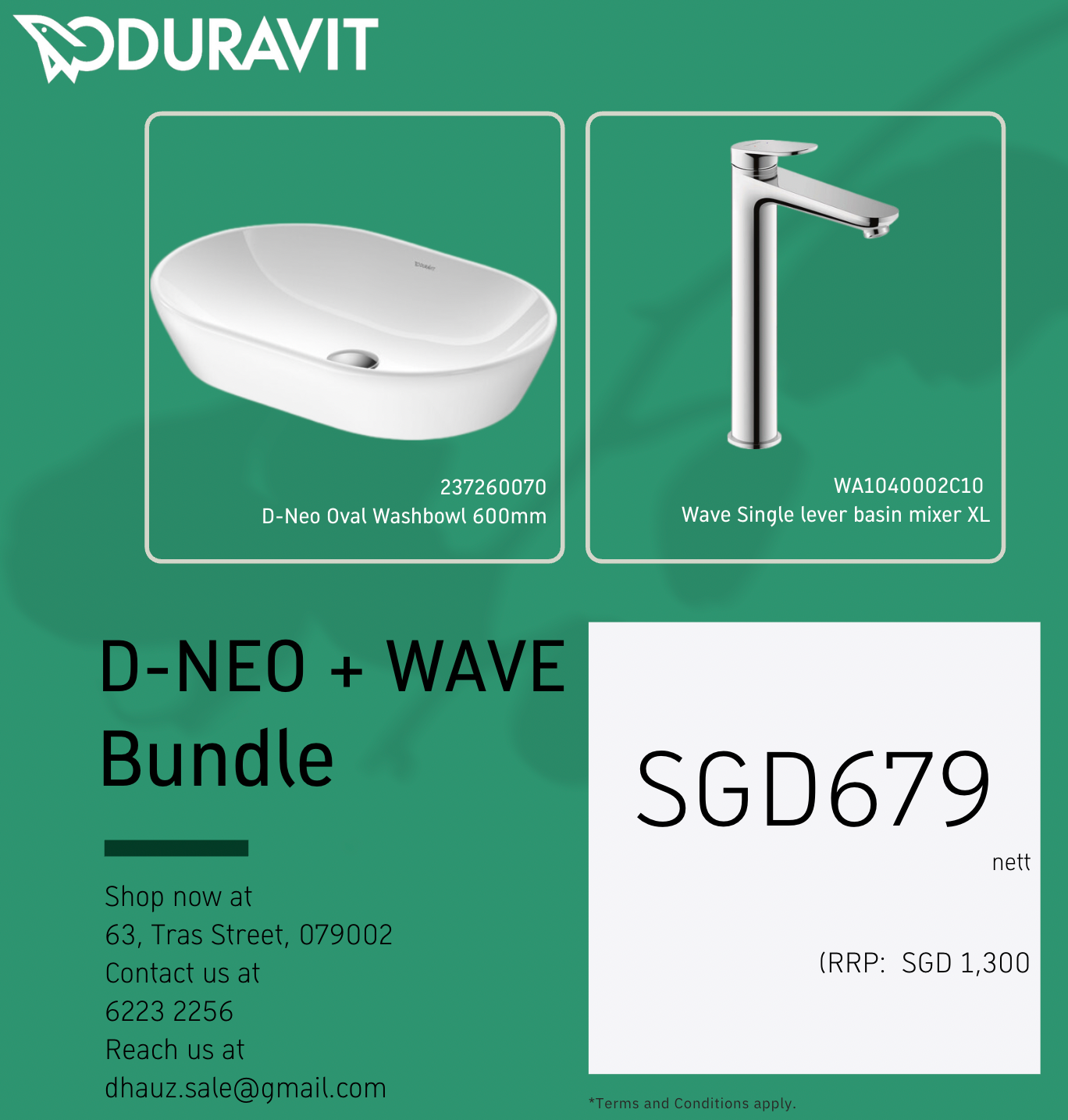 *STARTER PACK* Duravit D-Neo Basin 600mm Art. 237260070 + Duravit WAVE XL Basin Mixer Art. WA1040002