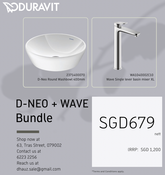 *STARTER PACK* Duravit D-Neo Basin 400mm Art. 237140070 + Duravit WAVE XL Basin Mixer Art. WA1040002