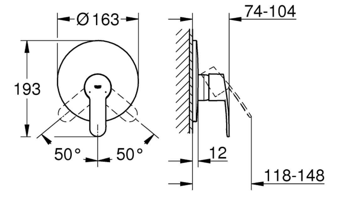 Grohe Eurostyle Single Lever Shower Mixer Trim Art. 19507002 + Art. 33966000