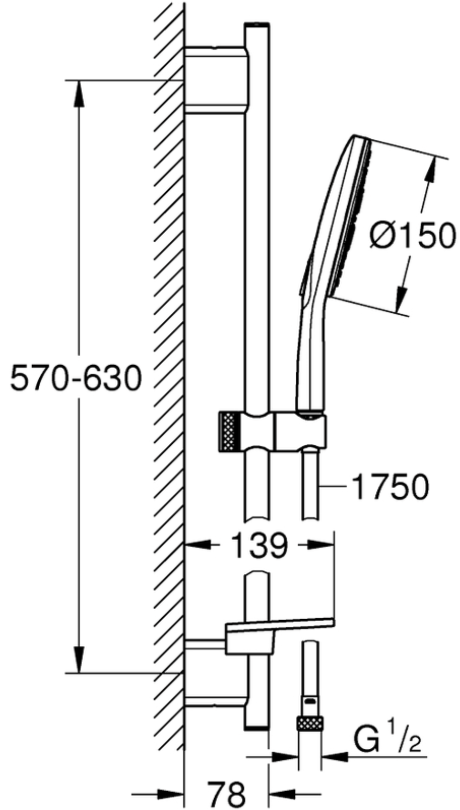 Grohe SmartActive 150 Shower rail set 3 sprays Art. 26591000
