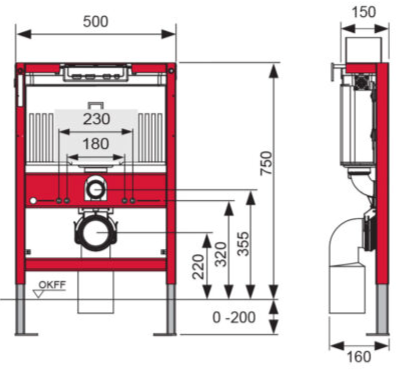 TeceConstruct Full Frame Concealed Cistern 750mm Art. 9300294 (Top Actuation)