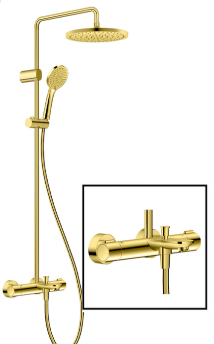 *Polished Gold* Duravit WAVE Thermostatic 3-Way Shower System 3 Way Art. WA5280008A34