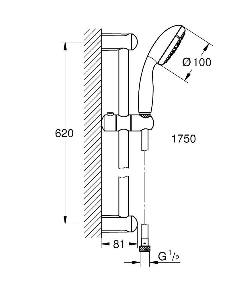 Grohe Tempesta 100 Shower Rail Set 3 Sprays Art. 27794001