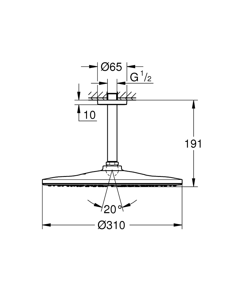 Grohe Rainshower Mono 310 Overhead Shower with Ceiling Arm Art. 26559000