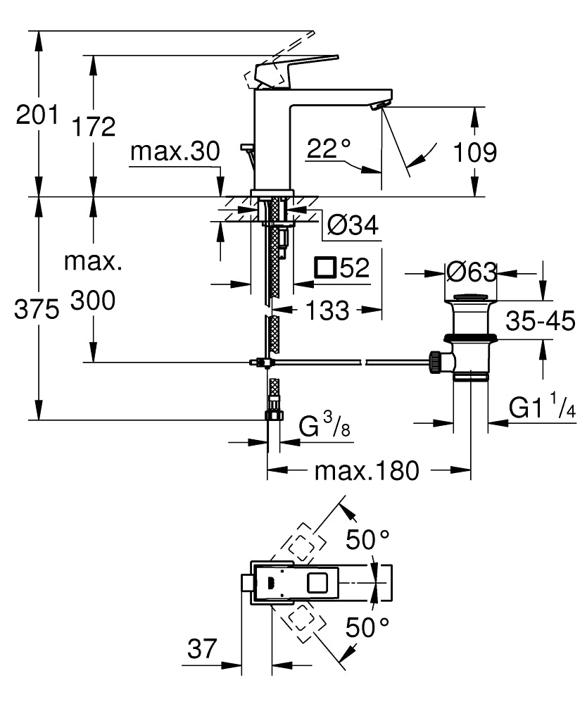 Grohe Eurocube Basin Mixer (M Size) Art. 23445000