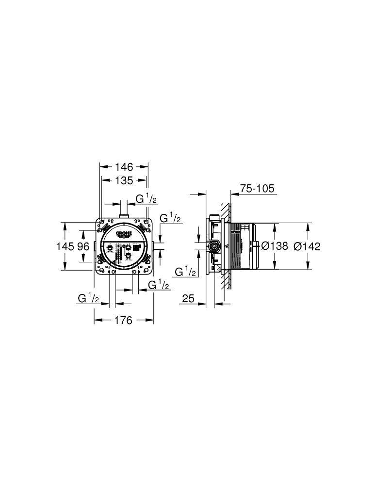 Grohe Grotherm Smart Control Thermostat Mixer 3 Valves Art. 29126000 + Art. 35600000