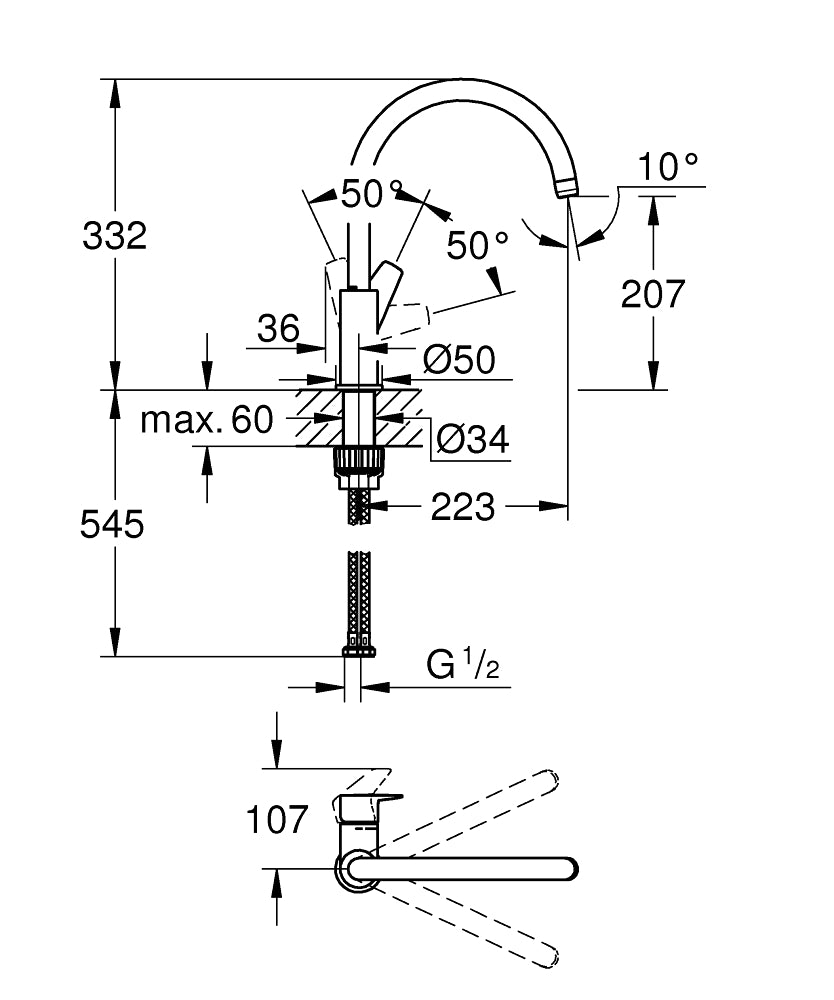 Grohe BauEdge Sink Mixer Art. 31233001