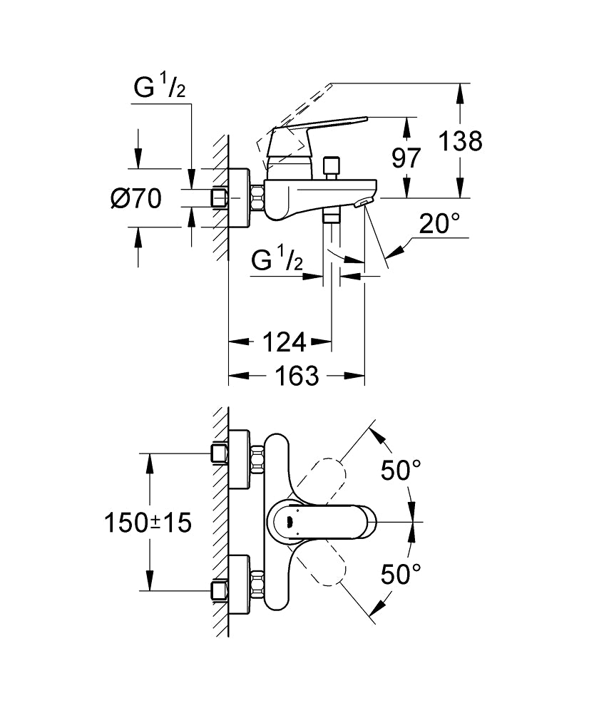 Grohe Eurosmart Cosmopolitan Single Lever Bath/ Shower Mixer Art. 32831000