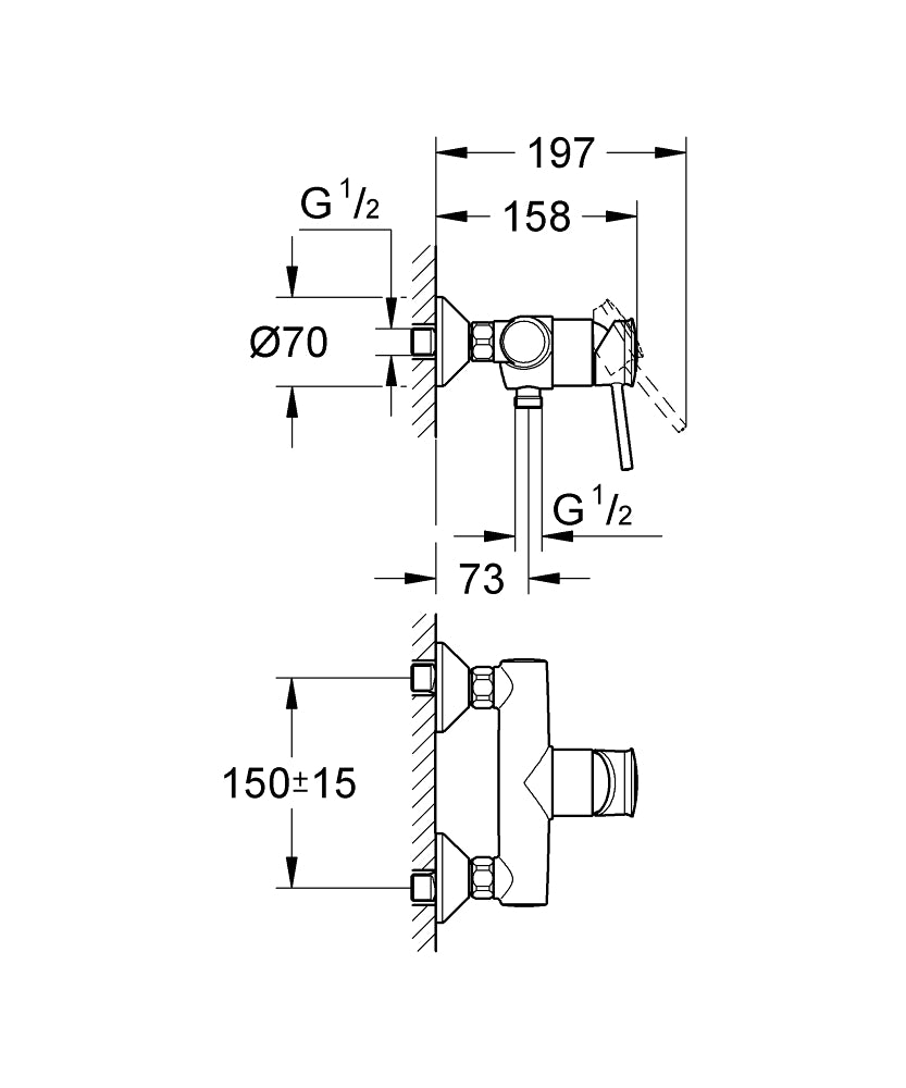 Grohe BauClassic Single Lever Shower Mixer Art. 32867000