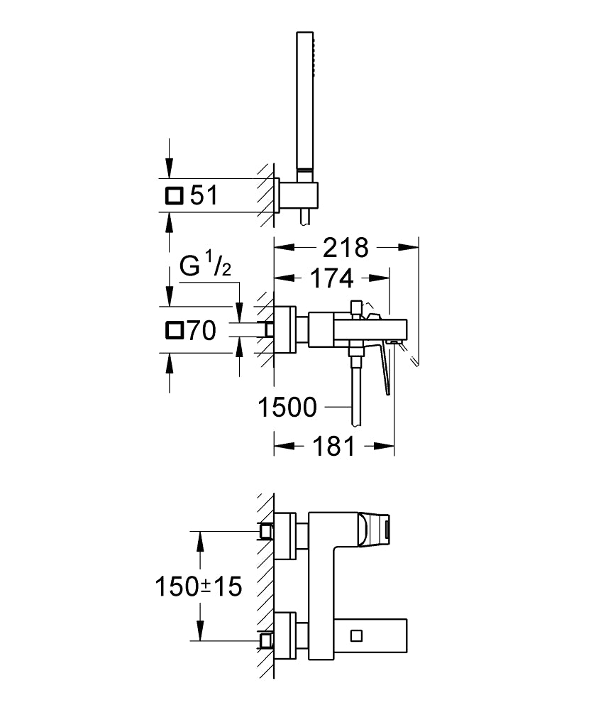 Grohe Eurocube Single Lever Bath/ Shower Mixer Art. 23141000