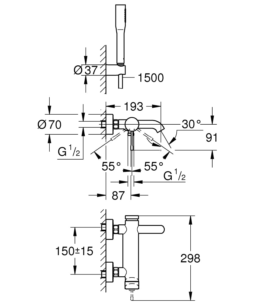 Grohe Essence Single Lever Bath/ Shower Mixer Art. 33628001