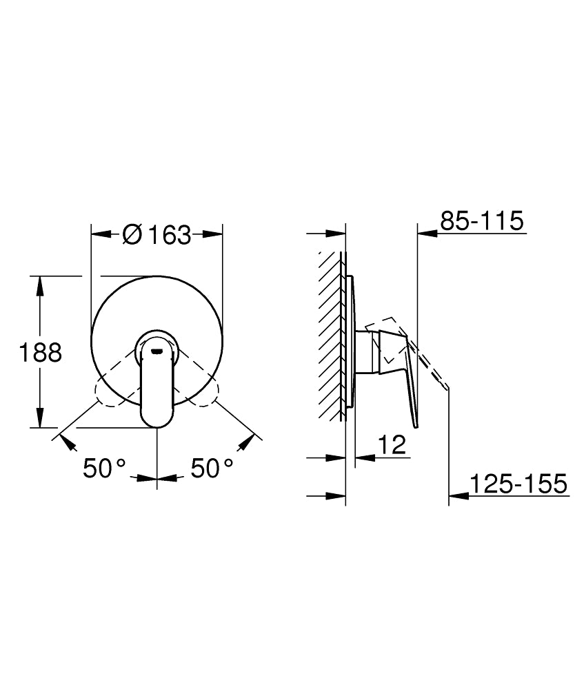 Grohe Eurosmart Cosmopolitan Single Lever Shower Mixer Trim Art. 19383000 + Art. 33962000