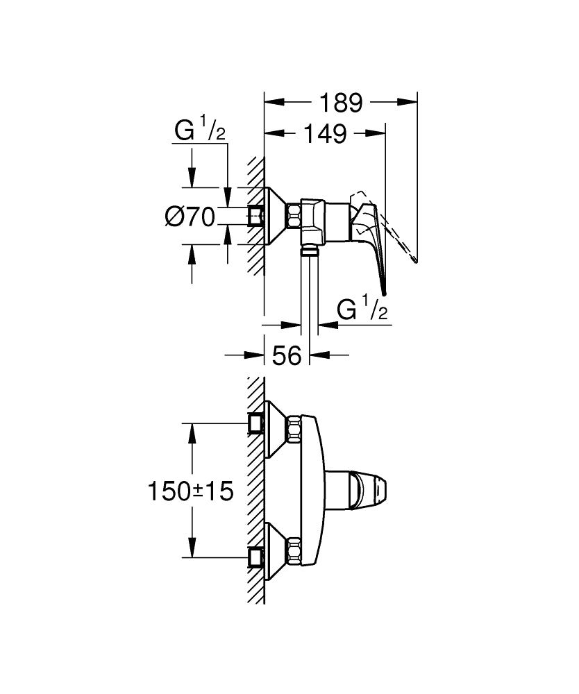 Grohe BauFlow Single Lever Shower Mixer Art. 23632000