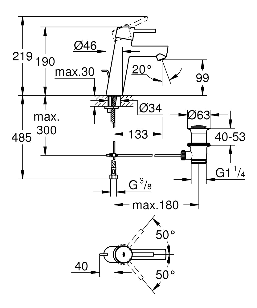 Grohe Concetto Basin Mixer (M Size) Art. 23450001