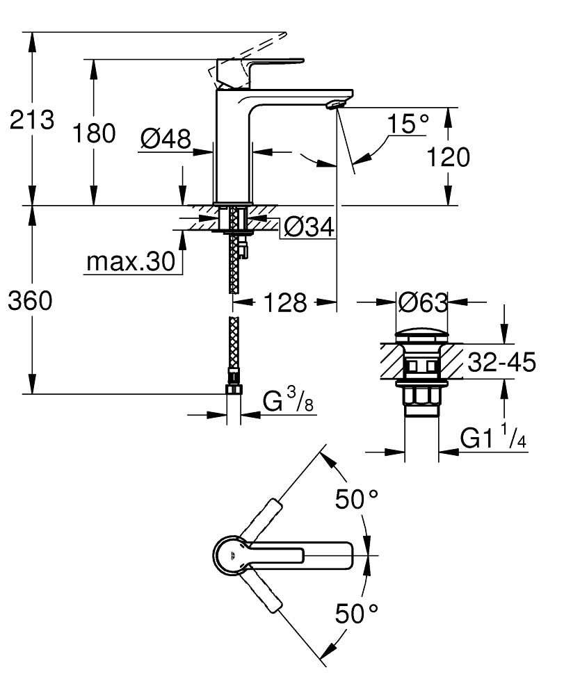 Grohe Lineare Basin Mixer (S Size) Art. 23106001