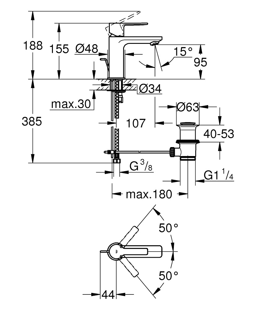 Grohe Lineare Basin Mixer (XS Size) Art. 32109001