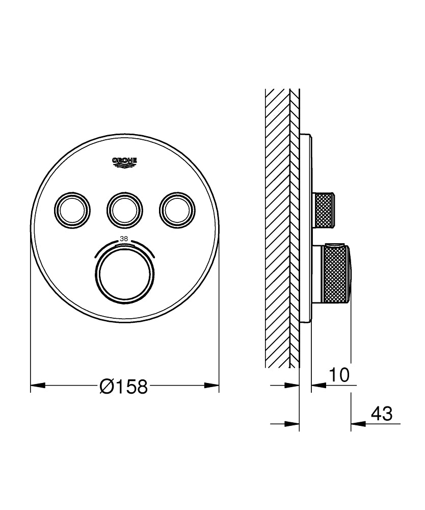 Grohe Grotherm Smart Control Thermostat Mixer 3 Valves Art. 29121000 + Art. 35600000