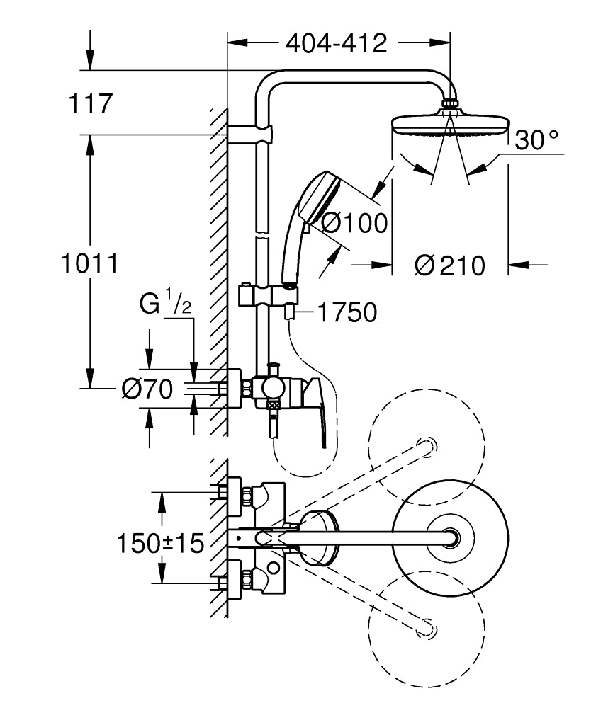 Grohe Tempesta Cosmopolitan 210 Shower System Single Lever Mixer Art. 26224001