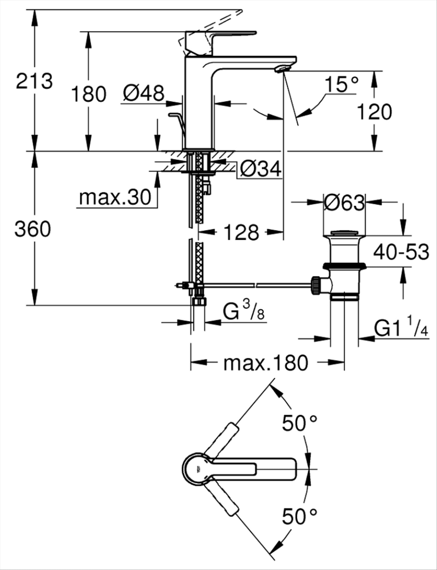 Grohe Lineare Basin Mixer (S Size) Art. 32114001