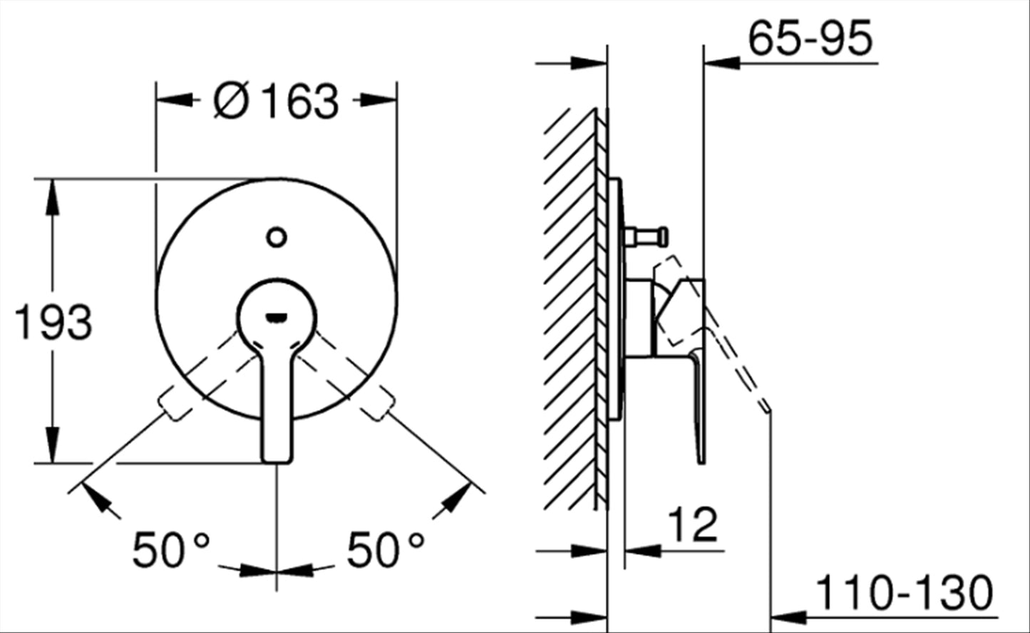 Grohe Lineare Single Lever Bath/ Shower Mixer Trim Art. 19297001 + Art. 33963000