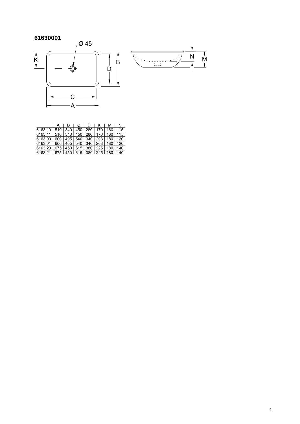 Villeroy & Boch "Loop & Friends" Under Counter Basin Art. 61630001