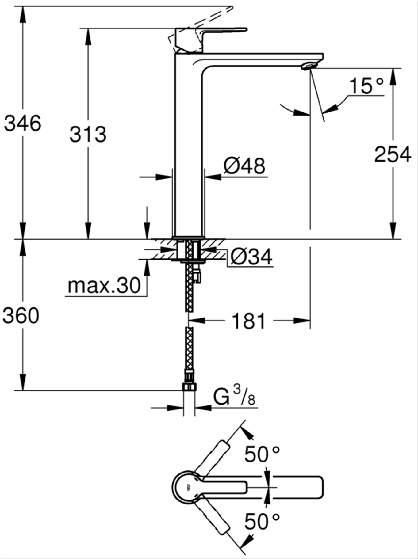 Grohe Lineare New Basin Mixer (XL Size) Art. 23405001